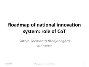 Roadmap of national innovation system: role of CoT