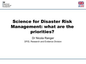 Dr Nicola Ranger - Science for Disaster Risk Management: what are
