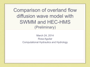 Comparison of overland flow diffusion wave model with SWMM and