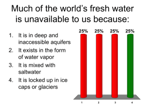 Much of the world`s fresh water is unavailable to us because: