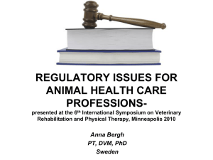 regulatory issues for animal health care professions
