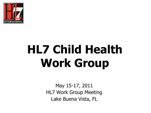 Child Health Work Group Update