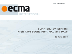 ECMA-387 2nd Edition: High Rate 60GHz PHY, MAC and PALS