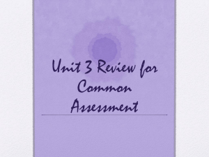 Unit 3 Review for Common Assessment
