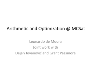 Arithmetic and Optimization @ MCSat