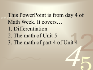 Math I Unit 5 – Differentiation