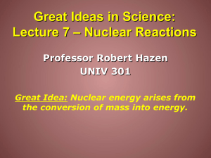 Great Ideas in Science: Lecture 7 – Chemical