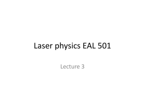 Laser physics EAL 501