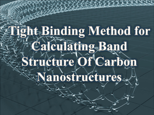Tight binding method for calculating band structure of carbon