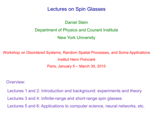 Lectures 1 and 2 - disordered systems, random spatial processes