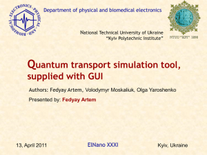 Quantum transport simulation tool, supplied with GUI