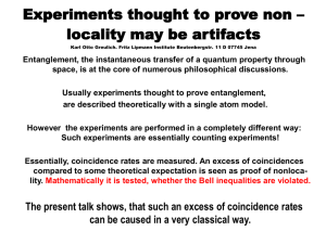 Experiments thought to prove non – locality may be artifacts