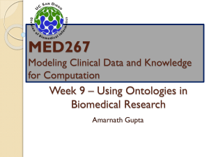 Week 8 * Using Ontologies in Biomedical Research