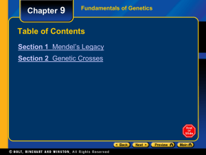 Chapter 9 Genetics Test Review