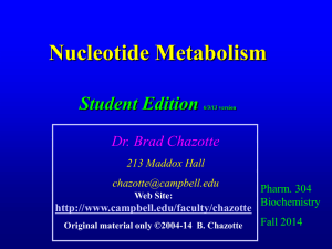 Biochemistry 304 2014 Student Edition Nucleotide Metabolism