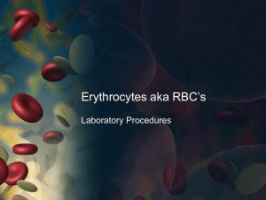 Erythrocytes aka RBC`s - Laboratory Procedures