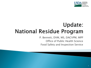 Update on National Residue Program