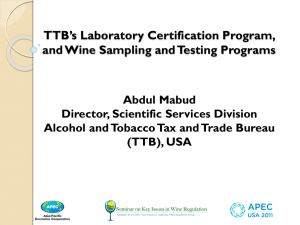 TTB`s Laboratory Certification Process, and