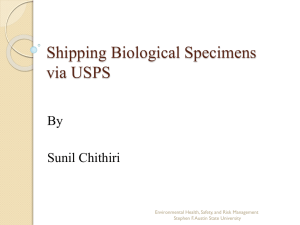 Shipping biological specimens via USPS