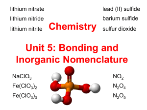 Unit 5 Bonding and Nomenclature