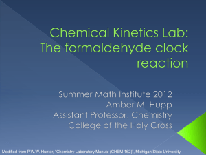 Chemical Kinetics Lab: The formaldehyde clock reaction