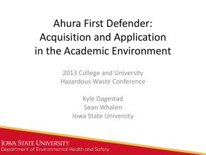 The Ahura First Defender: Aquisition and Application in