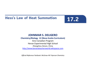 Hess Law of Heat Summation