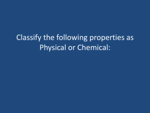 Classify the following properties as Physical or Chemical: