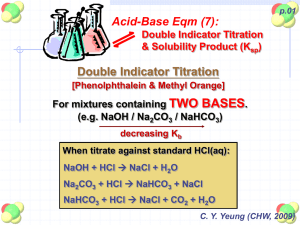 Double Indicator Titration & Solubility Product (Ksp)