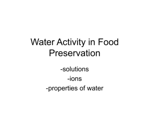 Water Activity in Food Preservation