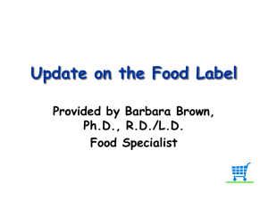 Update on the Food Label PowerPoint