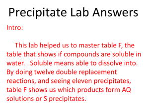 Precipitate Lab Report Power Point with Answers