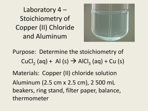 Laboratory 5 – Stoichiometry of Copper (II) Chloride and Aluminum