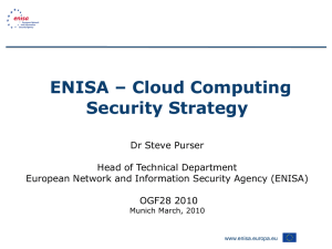 ENISA – Cloud Computing Security Strategy