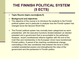 THE FINNISH POLITICAL SYSTEM (5 ECTS)