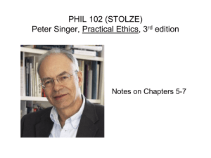 Notes on Singer, Practical Ethics, chapters 5-7