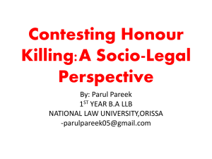 1. contesting honour killing : a socio legal perspective
