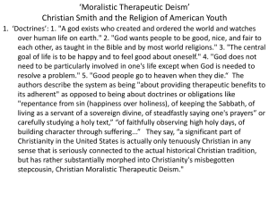 *Moralistic Therapeutic Deism* Christian Smith and the Religion of