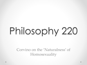 Corvino on the `Naturalness` of Homosexuality