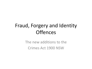 Fraud, Forgery and Identity Offences