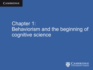 Behaviorism and the beginning of