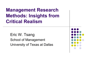 Management Research Methods: Insights from Critical Realism