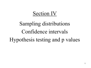Confidence intervals, hypothesis testing, p values