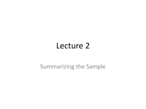 Lecture 2 - Summarizing Data - Wharton Statistics Department