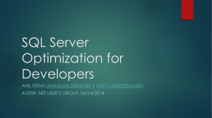 SQL Server Optimization for Developers