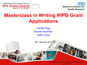 Masterclass in Writing RfPB Grant Applications