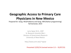 Geographic Access to Primary Care Physicians