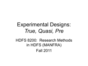 Experimental Designs: True, Quasi, Pre