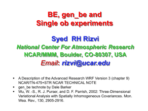 BE, gen_be, Single ob experiments and Introduction to