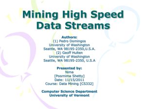 Mining High Speed Data Streams - Computer Science